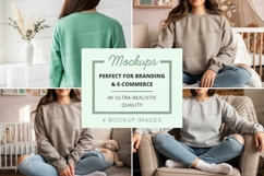 Oversized crew neck sweatshirt mockup with models Product Image 1