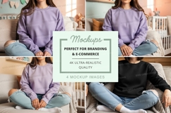 Group mockup of individuals wearing sweatshirts in a cozy in Product Image 1