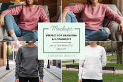 Sweatshirt mockup with models in park setting Product Image 1