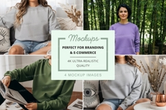 Women's long sleeve sweatshirt mockup in multiple colors Product Image 1