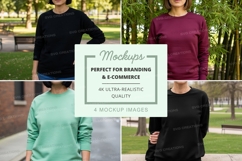 People wearing long sleeve crew neck sweatshirts in park Product Image 1
