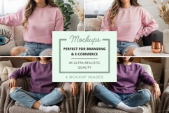 Women's long sleeve t-shirt mockup in pink and purple Product Image 1