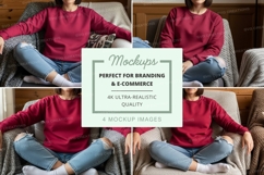 Mockup - sweatshirt mockup on sofa Product Image 1