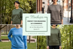 Long sleeve sweatshirt mockup in various colors and settings Product Image 1