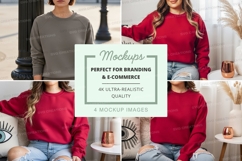 Sweatshirt mockup featuring a model in various poses Product Image 1