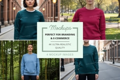 Sweatshirt mockup in various colors and scenarios Product Image 1
