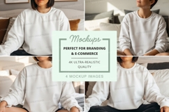 White sweatshirt mockup with multiple models Product Image 1