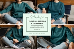 Teal sweatshirt mockup with models Product Image 1