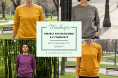 Sweatshirt mockup in yellow, gray, and purple Product Image 1