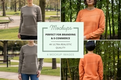 Long sleeve t-shirt mockup in gray and orange Product Image 1