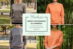 Long sleeve sweatshirt mockup in gray and orange Product Image 1