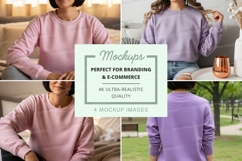 Long sleeve sweatshirt mockup in lavender Product Image 1