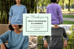 Sweatshirt mockup in light blue, purple, and gray Product Image 1