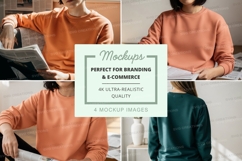Sweatshirt mockup in peach and green colors Product Image 1