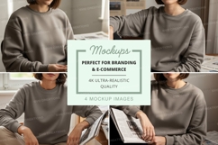 Sweatshirt mockup - oversized fit, grey, multiple views Product Image 1