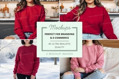 Sweatshirt mockup featuring multiple models in various color Product Image 1