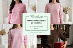 Long sleeve sweatshirt mockup in pink and brown Product Image 1