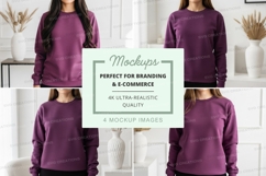 Purple long sleeve sweatshirt mockup Product Image 1