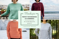 Long sleeve crew neck sweatshirts mockup Product Image 1