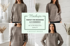 Oversized crew neck sweatshirt mockup in gray Product Image 1