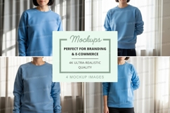Light blue crew neck sweatshirt mockup Product Image 1