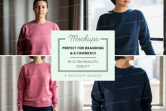 Sweatshirt mockup - pink and navy blue crew neck sweatshirts Product Image 1
