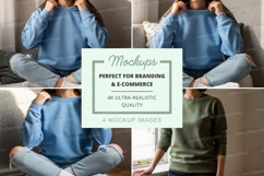 Women's long sleeve crew neck sweatshirt mockup Product Image 1