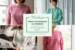 Long sleeve sweatshirt mockup with multiple models Product Image 1