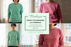 Sweatshirt mockup - crew neck, long sleeve, light green and Product Image 1