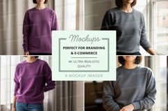 Oversized sweatshirt mockup in purple and gray Product Image 1