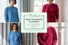 Sweatshirt mockup in blue and burgundy colors Product Image 1