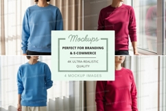 Sweatshirt mockup in blue and red colors Product Image 1