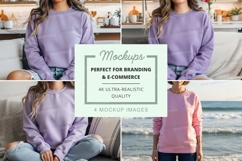 Lavender long sleeve sweatshirt mockup Product Image 1