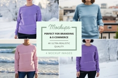 Long sleeve sweatshirt mockup in various colors Product Image 1