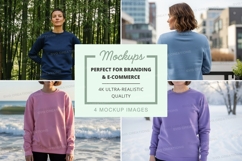 Sweatshirt mockup in various colors and environments Product Image 1