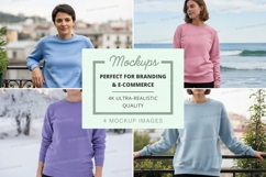 Long sleeve sweatshirt mockup in various colors Product Image 1