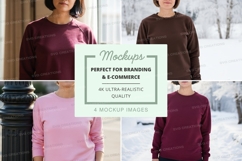 Long sleeve sweatshirt mockup in multiple colors Product Image 1
