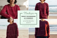 Mockup - long sleeve sweatshirt in burgundy Product Image 1