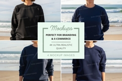 Sweatshirt mockup set on beach Product Image 1