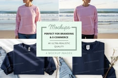 Sweatshirt mockup with pink and navy blue styles Product Image 1