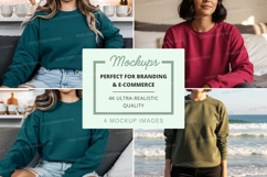 Long sleeve crew neck sweatshirts mockup Product Image 1