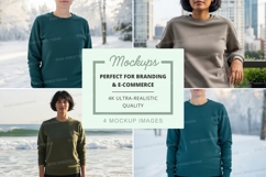 Four person sweatshirt mockup in different colors and enviro Product Image 1