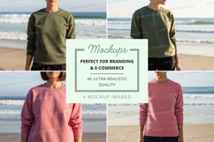 Sweatshirt mockup on beach Product Image 1