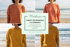 Oversized sweatshirt mockup on beach background Product Image 1
