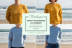 Long sleeve sweatshirt mockup on beach background Product Image 1