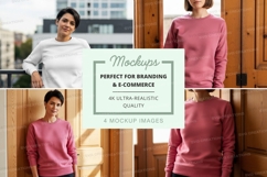 Sweatshirt mockup in white and pink Product Image 1