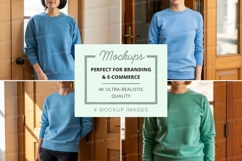Long sleeve sweatshirt mockup in blue and green Product Image 1
