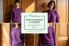 Purple long sleeve sweatshirt mockup on model Product Image 1