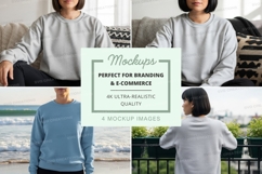 Sweatshirt mockup in light gray and blue colors Product Image 1