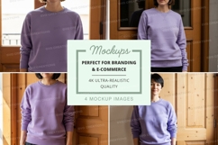 Lavender sweatshirt mockup on model Product Image 1